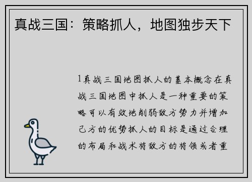 真战三国：策略抓人，地图独步天下
